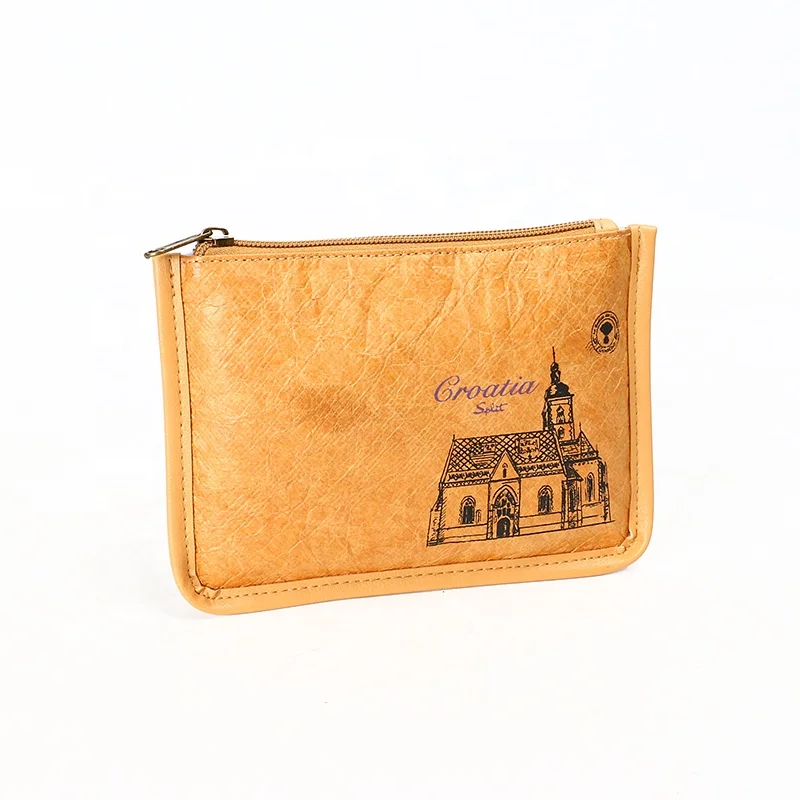 Factory custom durable coin  purse brown wallet  daily life  portable clutch bag  Tyvek  paper  waterproof  wallet