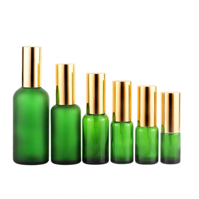 Professional Manufacturer Factory Aluminum Sprayer 100Ml Olive Green Essential Oil Body Care Glass Bottle