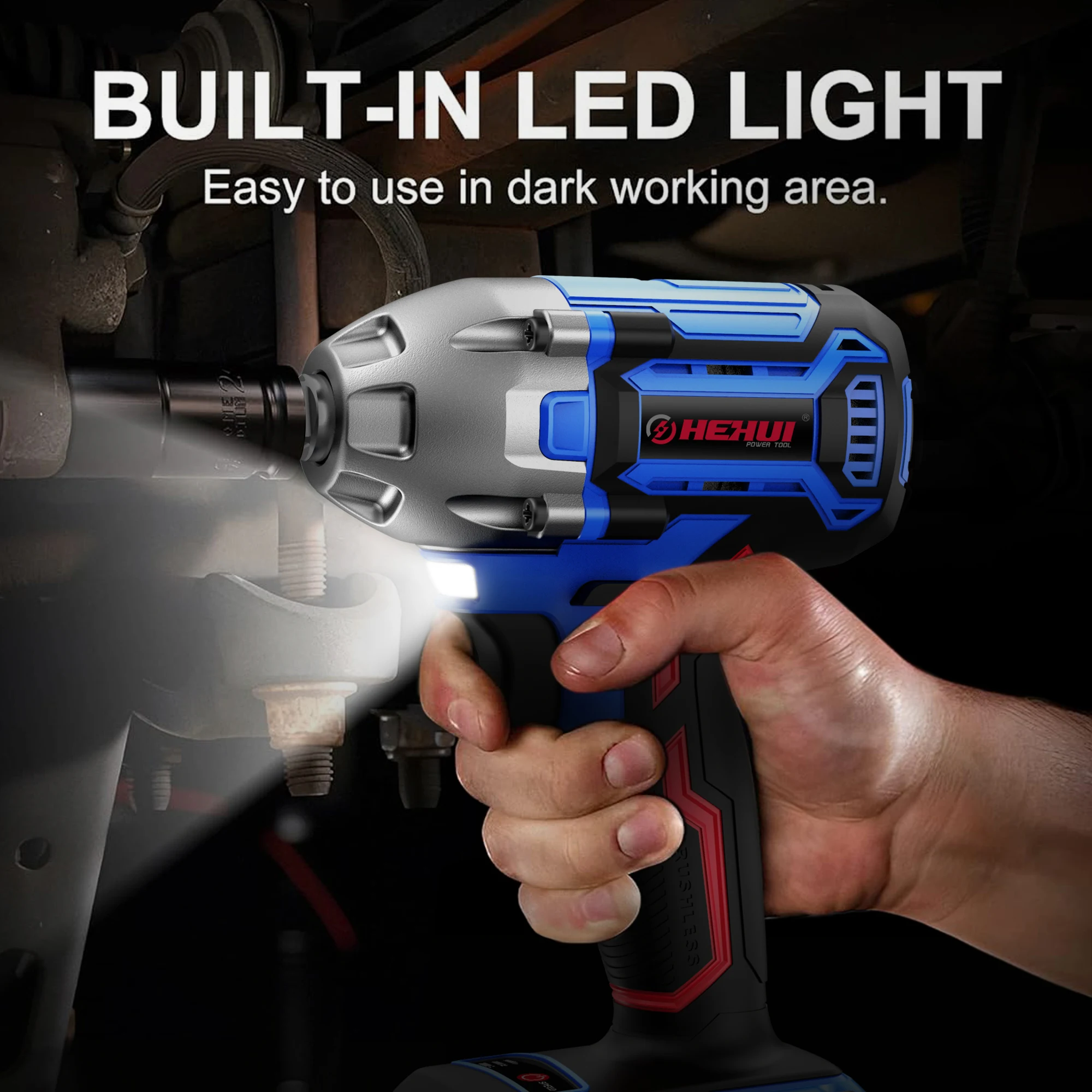 Hehui Customized 20V Max Cordless Drill And Impact Driver Max Torque 350Nm Brushless Impact Wrench