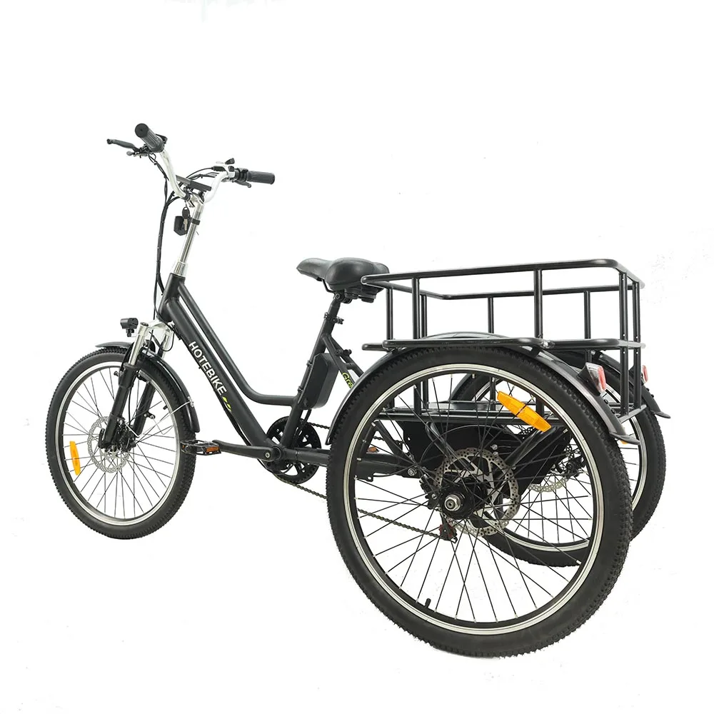 Disc Brake Electric Tricycle 24 Wheel Size Electric Cargo Bike 7 Speed Electric Cargo Tricycle 16AH Battery Electric Trike