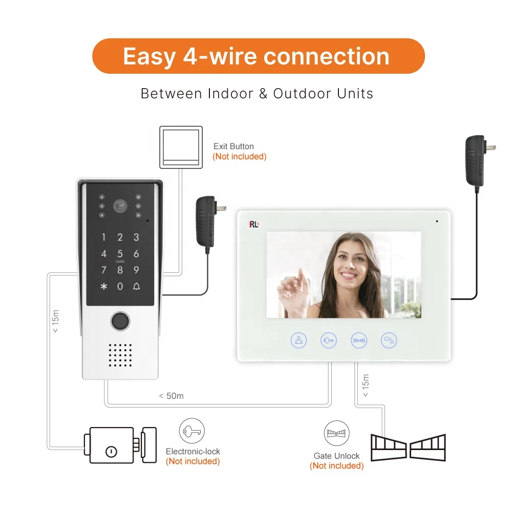 Hot sale video door phone 1080p video doorbell camera wireless  intercom video doorbell wireless with  fingerprint unlock