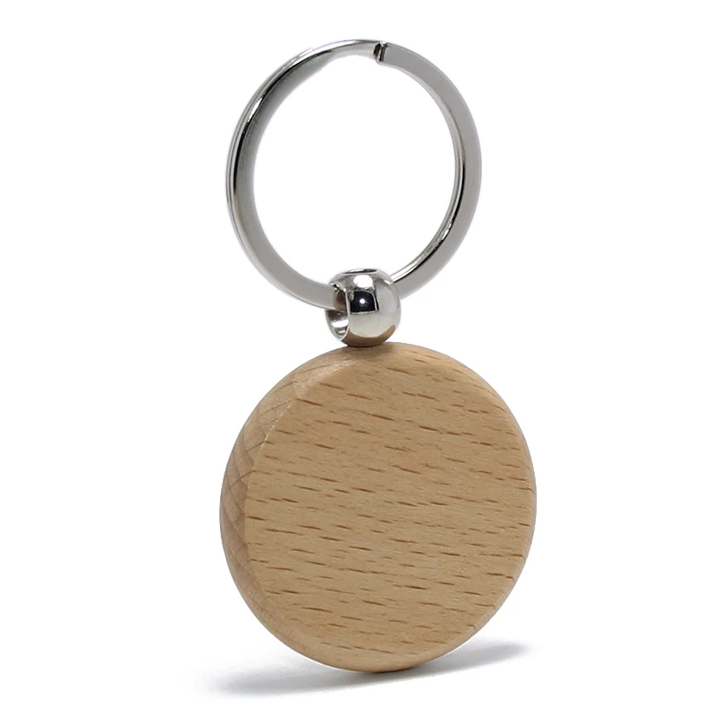 
Wholesale Natural Wood Key Ring Chain Holder Promotion Custom Festival Accessories Gifts Charming Pendants Wooden Keyring 