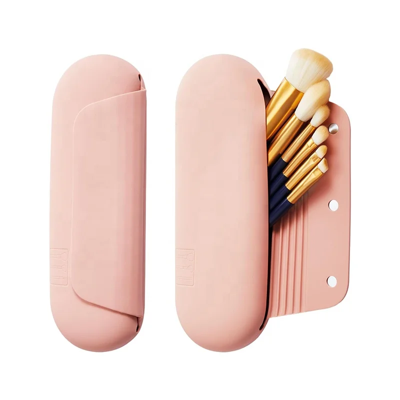 Professional Makeup Case Customized Logo Pattern Shape Magnetic Makeup Brushes Pouch Silicone