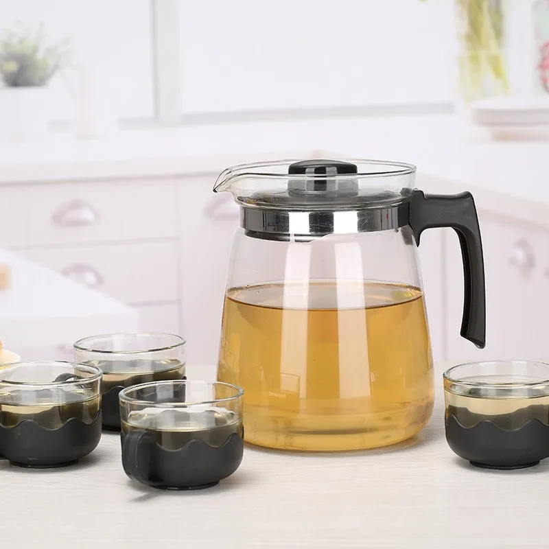 a hot sale glass tea kettle Begonia flower tea pots & kettles Household drinking utensils tea cup set