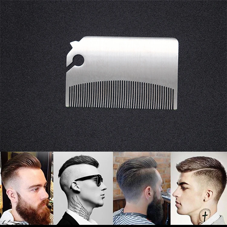 
Hot Sale Fine Coarse Teeth Anti Static Small Stainless Steel Mustaches Comb Mens Beard Pocket Comb C0004 