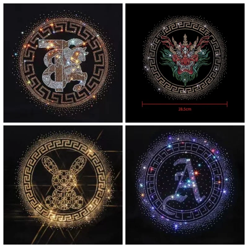 Customized Clothing Heat Transfer Printing Rhinestone Hot Diamond Pattern Clothing Design White Crown Crystal Diamond Pattern