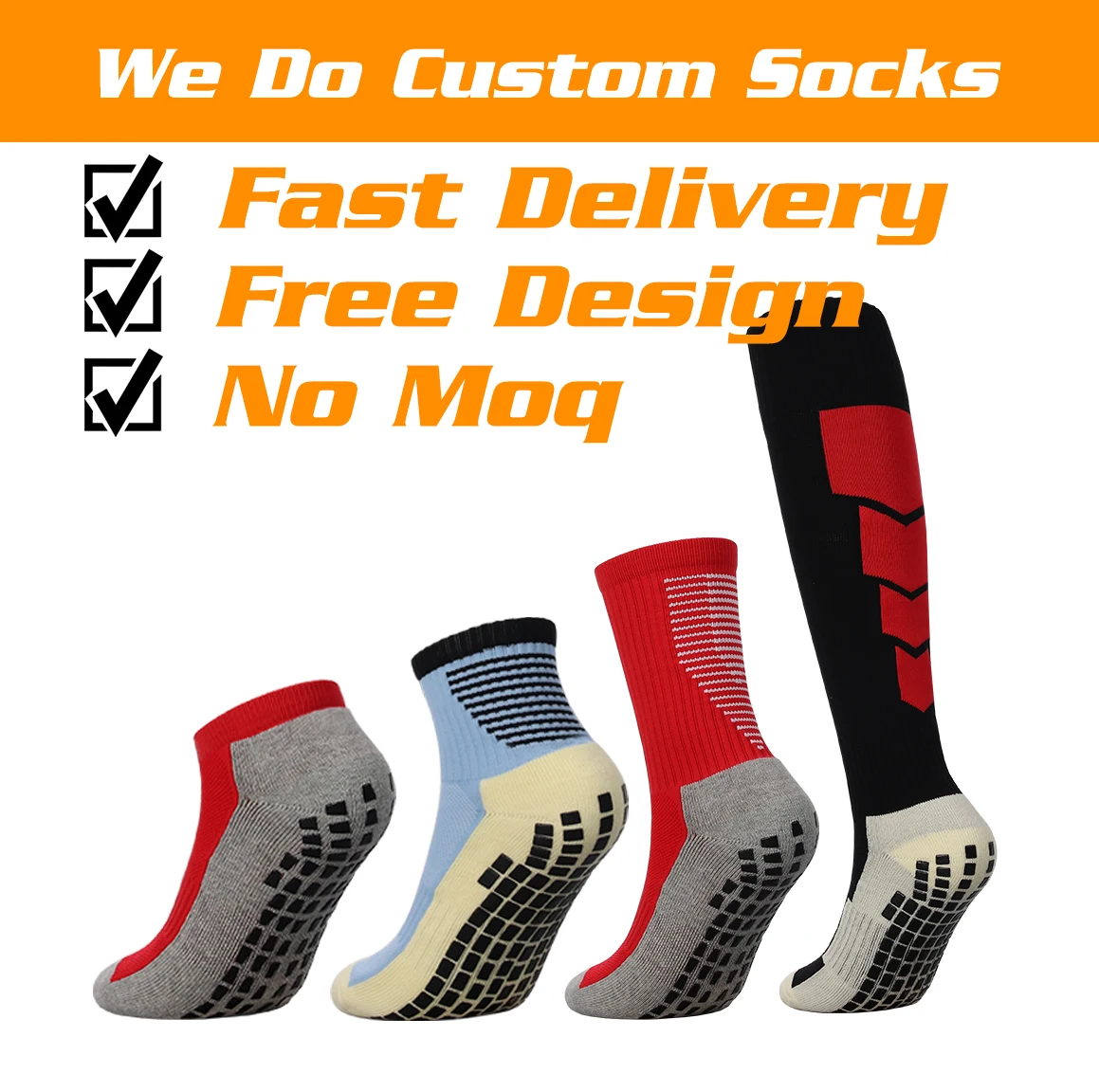 New design trendy custom logo thickened football socks non slip comfortable custom grip socks