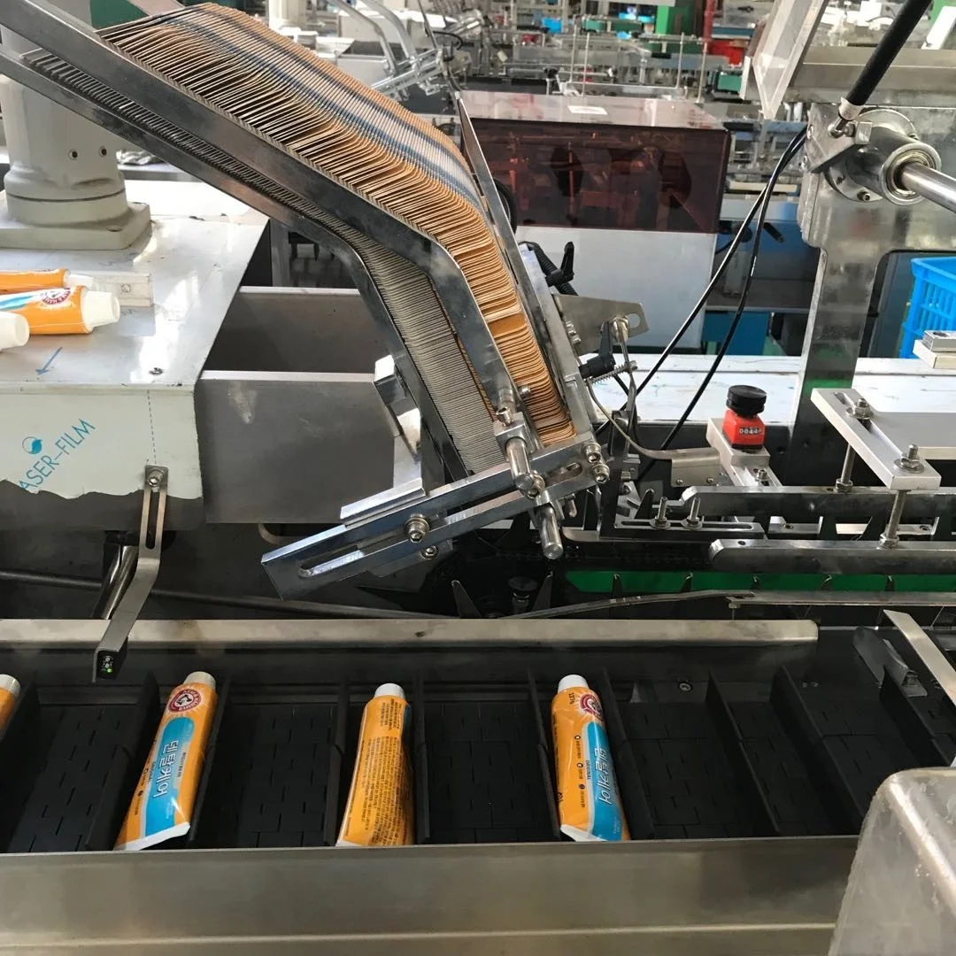 
Automatic Horizontal Intermittent Mechanism Toothpaste Tube With Leaflet Box Cartoning Machine 