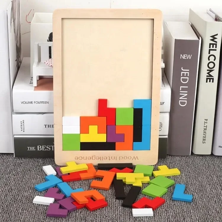Горячая Распродажа: разноцветная деревянная игрушка-головоломка Tangram Jigsaw