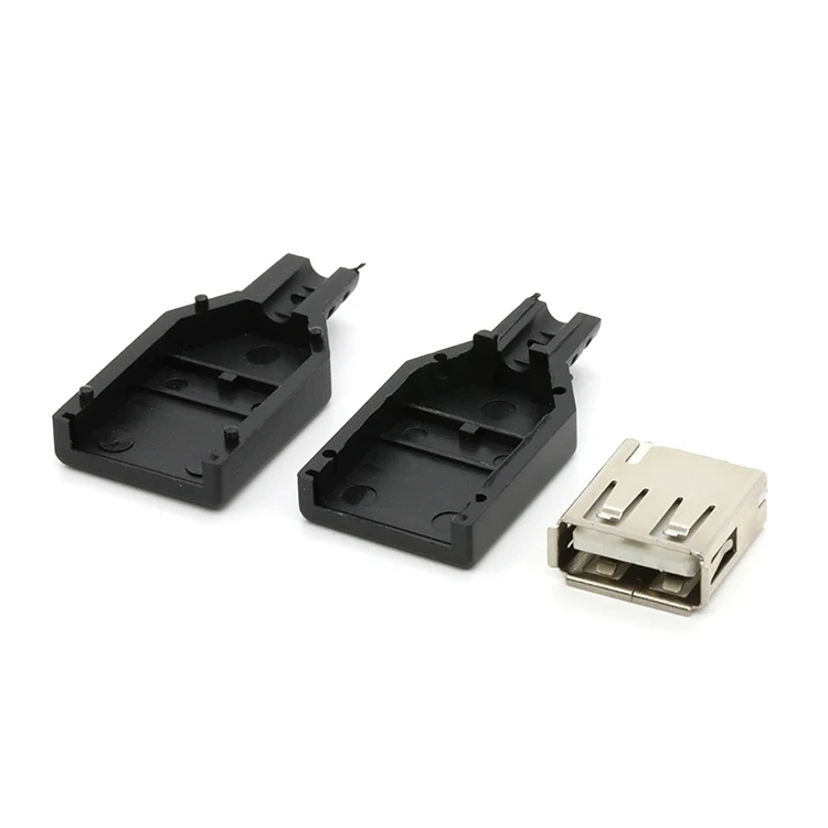 Straight DIY USB Connector 2.0 Type A Female USB 4 Pin Plug Socket Connector Plug with plastic cover white/black color