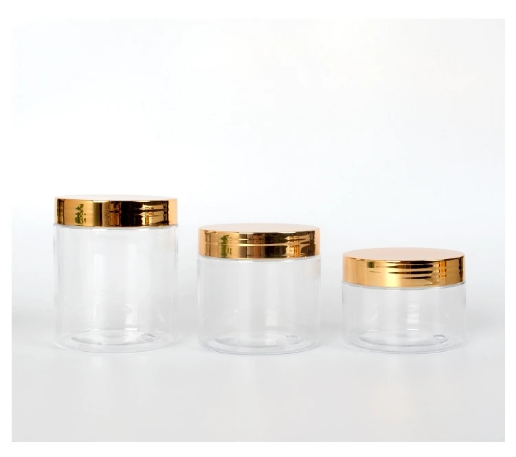 50ml 100ml 150ml 200ml 250ml cosmetic cream pet containers gold lid containers plastic jar