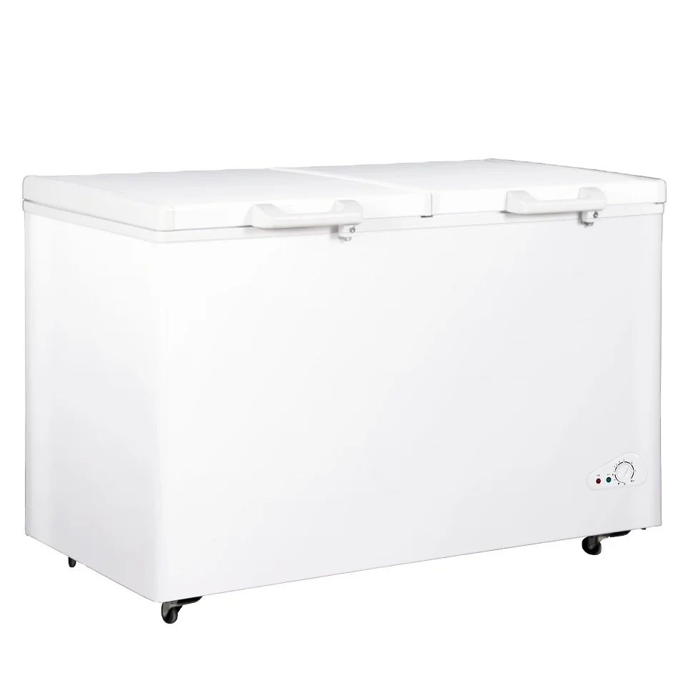600L Customized Double Doors Top-loading Electric Manual Frost Drinks Cabinet Chest Freezer Deep Cooler Appliance