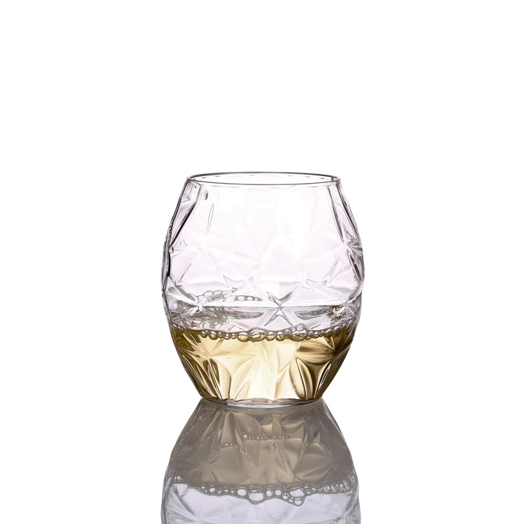 16oz Diamond unbreakable plastic shot stemless wine glass shatterproof plastic tumbler