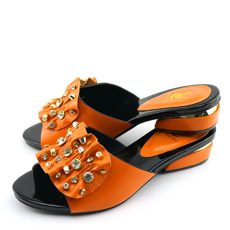 Sinya 2023 High Quality African Women Nigerian Ladies Wedding Party Evening Casual Slippers Sandals Pumps Low Heel Shoes