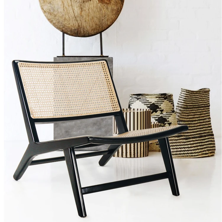 Nordic style living room and home stay high-end hotel custom furniture made of solid wood rattan chair