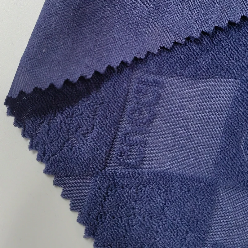 New design navy 100%polyester 260gsm terry towel jacquard fabric for hometextile