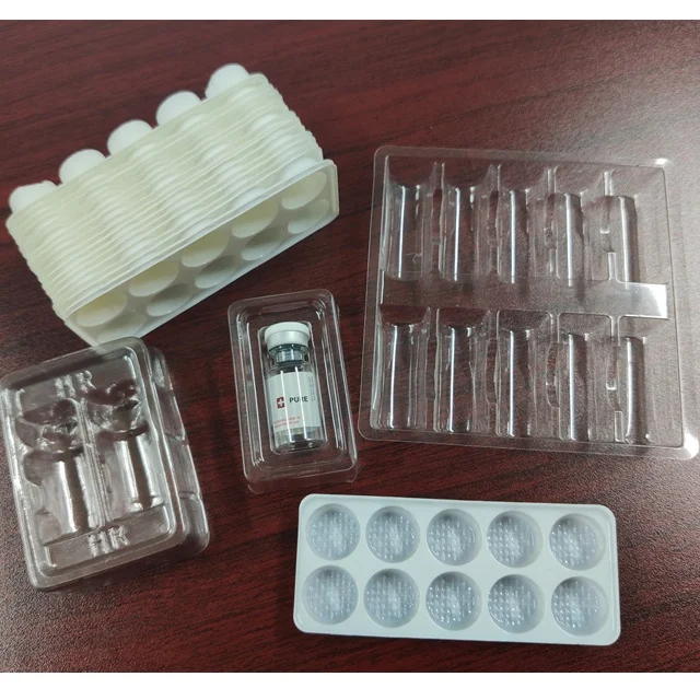 Fast delivery clear plastic tray to hold 10pcs 2ml vial packaging transparent pvc tray clear blister