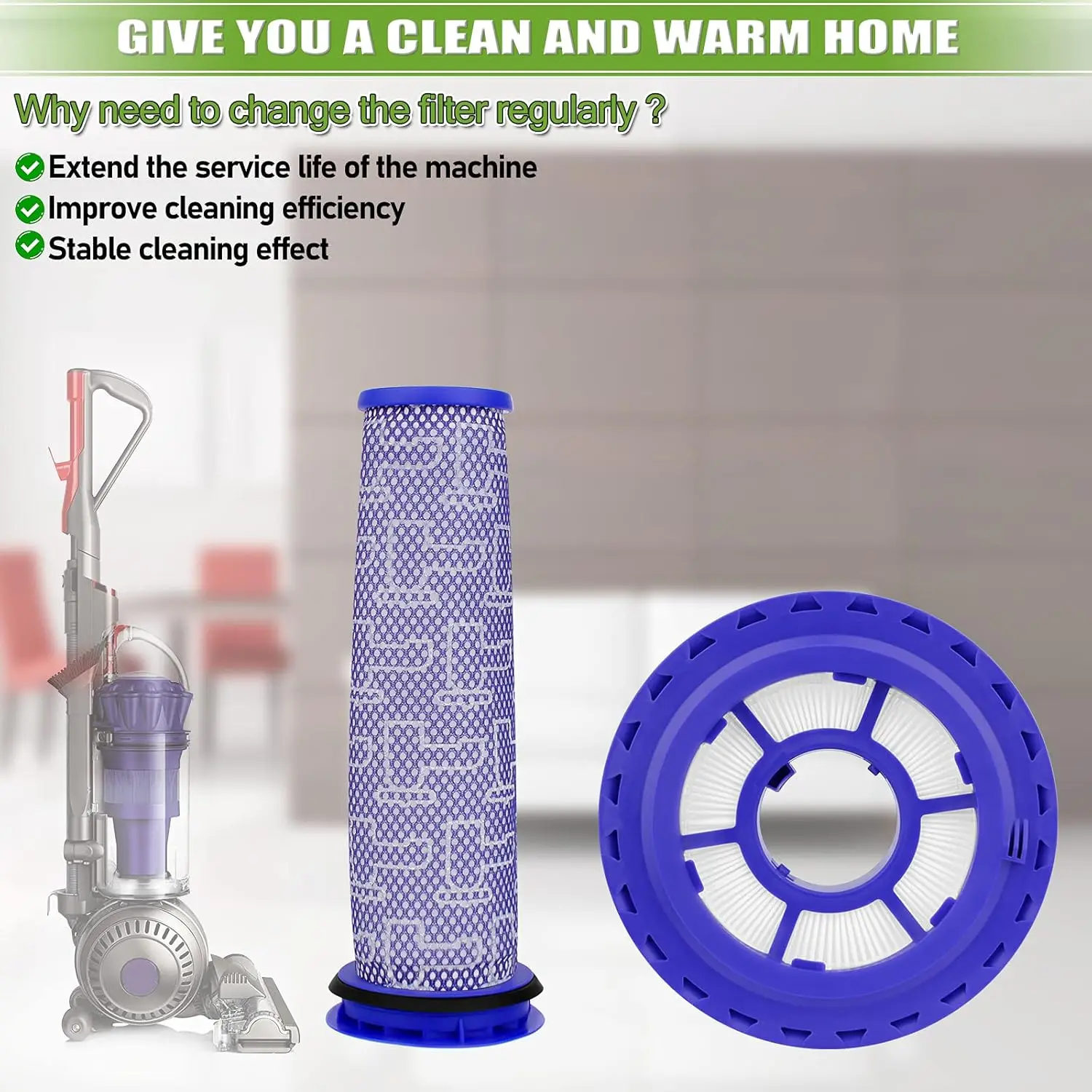 Hepa Post-Motor Filter & Pre-Motor Filter Replacement fit for Dyson DC41,DC65,DC66 for Animal and Ball Vacuums for Multi Floor