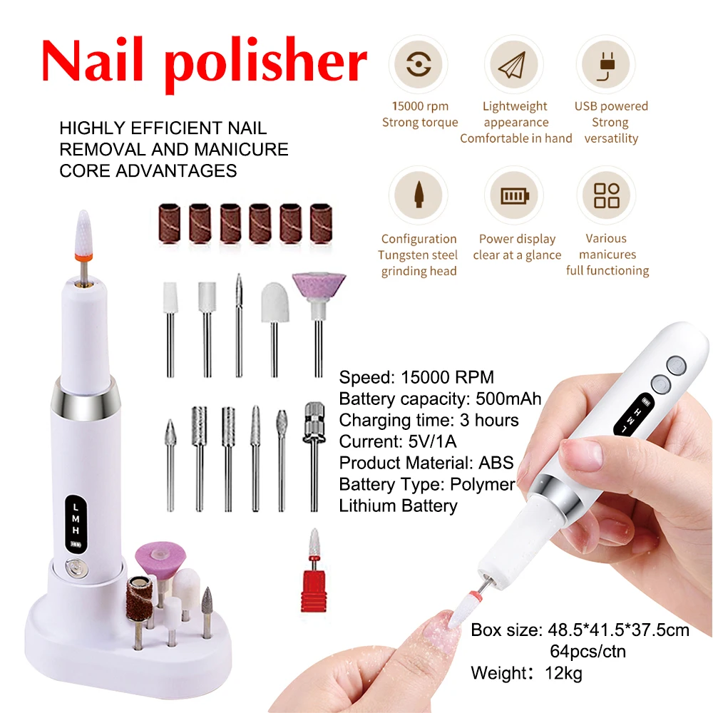 35000RPM Cordless Nail Drill Pen Machine Nail Cuticle E File Machine Portable Adjustable Nail Drill Polisher Salon Home Use