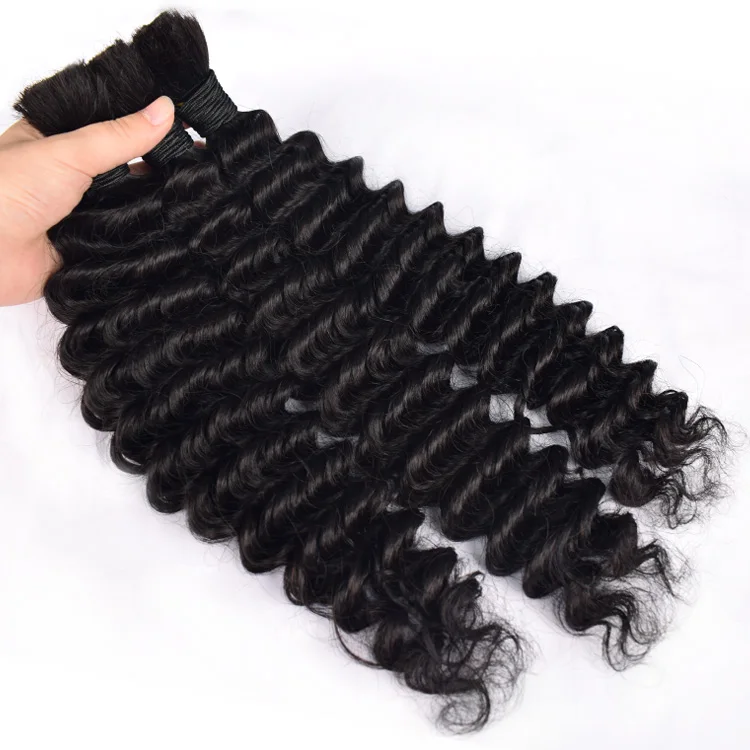 RXHAIR Factory Price Vendor Brazilian 100% Human Hair Color Bulk Hair Braiding Cuticle Aligned Virgin Hair Deep Wave