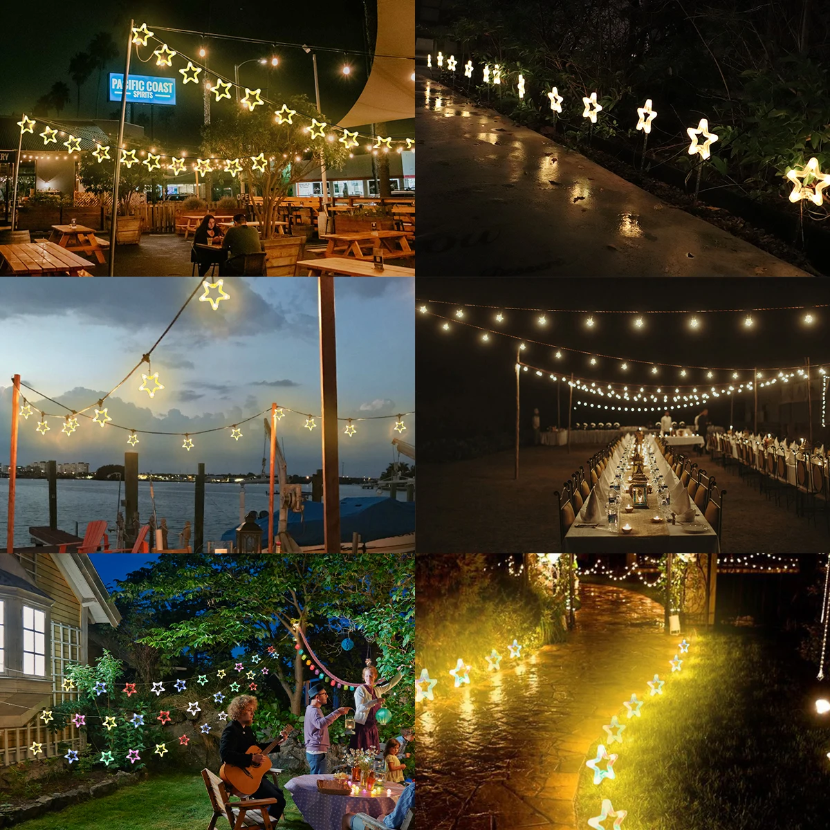 15m Solar powered DC AC 2 modes work fairy lights led stars christmas string lights