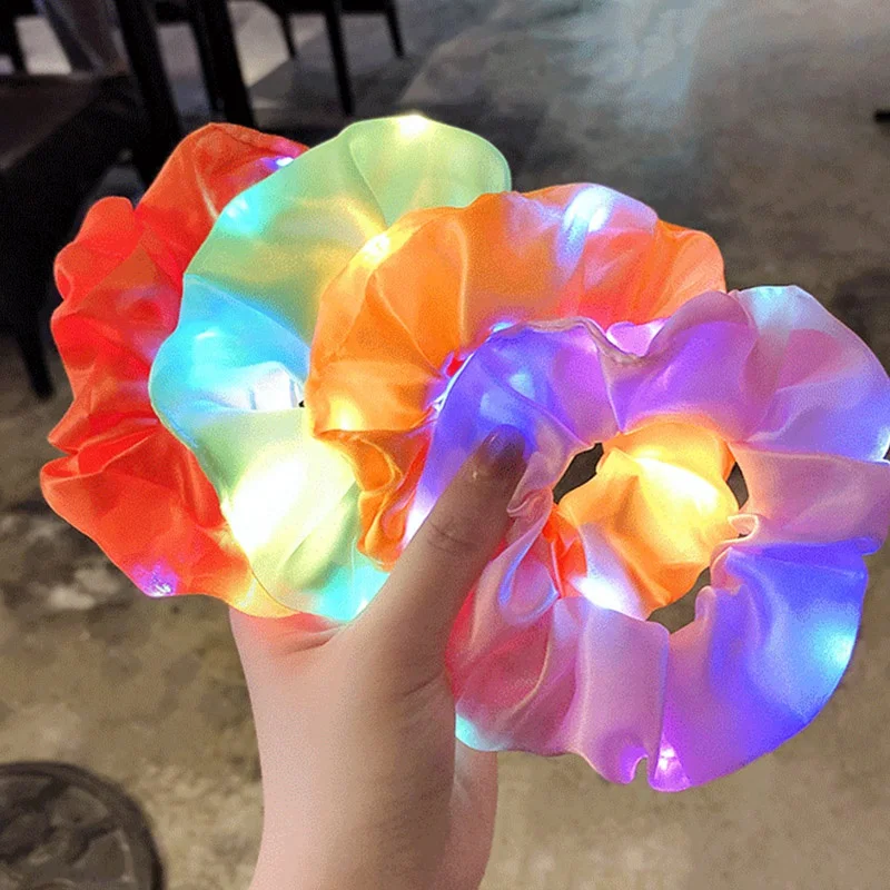 TikTok Web Celebrity Product Girls LED Luminous Scrunchies Hairband with Wholesale Price