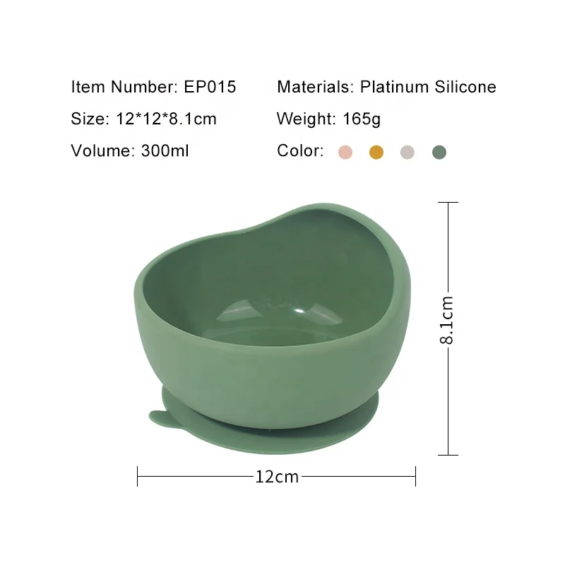 New Non Anti Spill Bpa Free Cute Matching Silicon Feeding Silicone Suction Baby Bowl With Suction For Baby