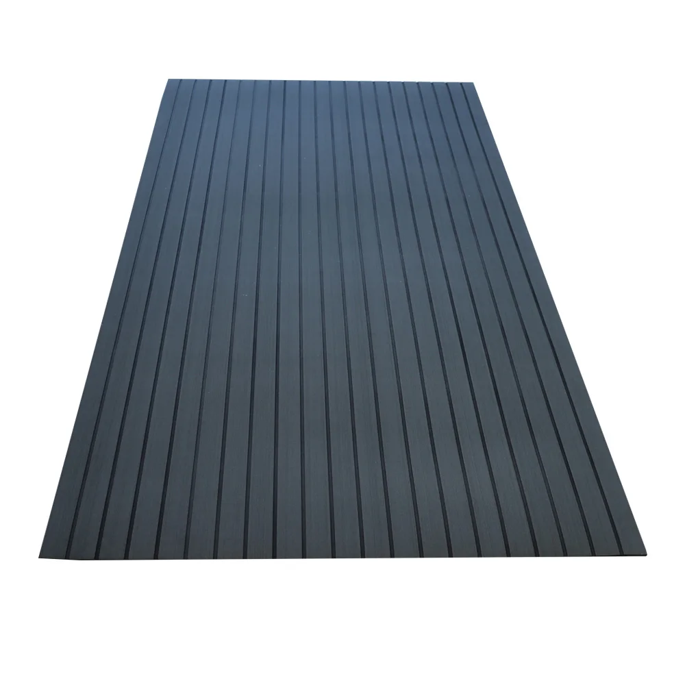 QTMat Light Grey + Black Color Anti-slip UV- Resistant EVA Foam Faux Teak Sheet Recreational Vehicle RV Car Boat Flooring
