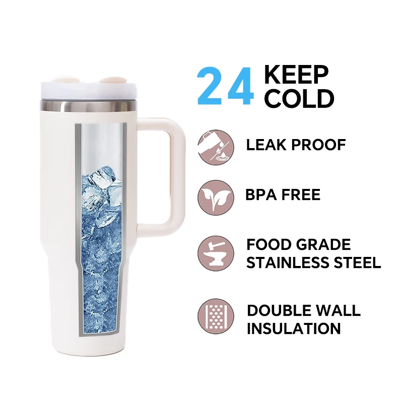 30/40 Oz Straight Clear Frosted Water Bottle Sublimation Glass Can Tumbler Cup With Handle and Lid