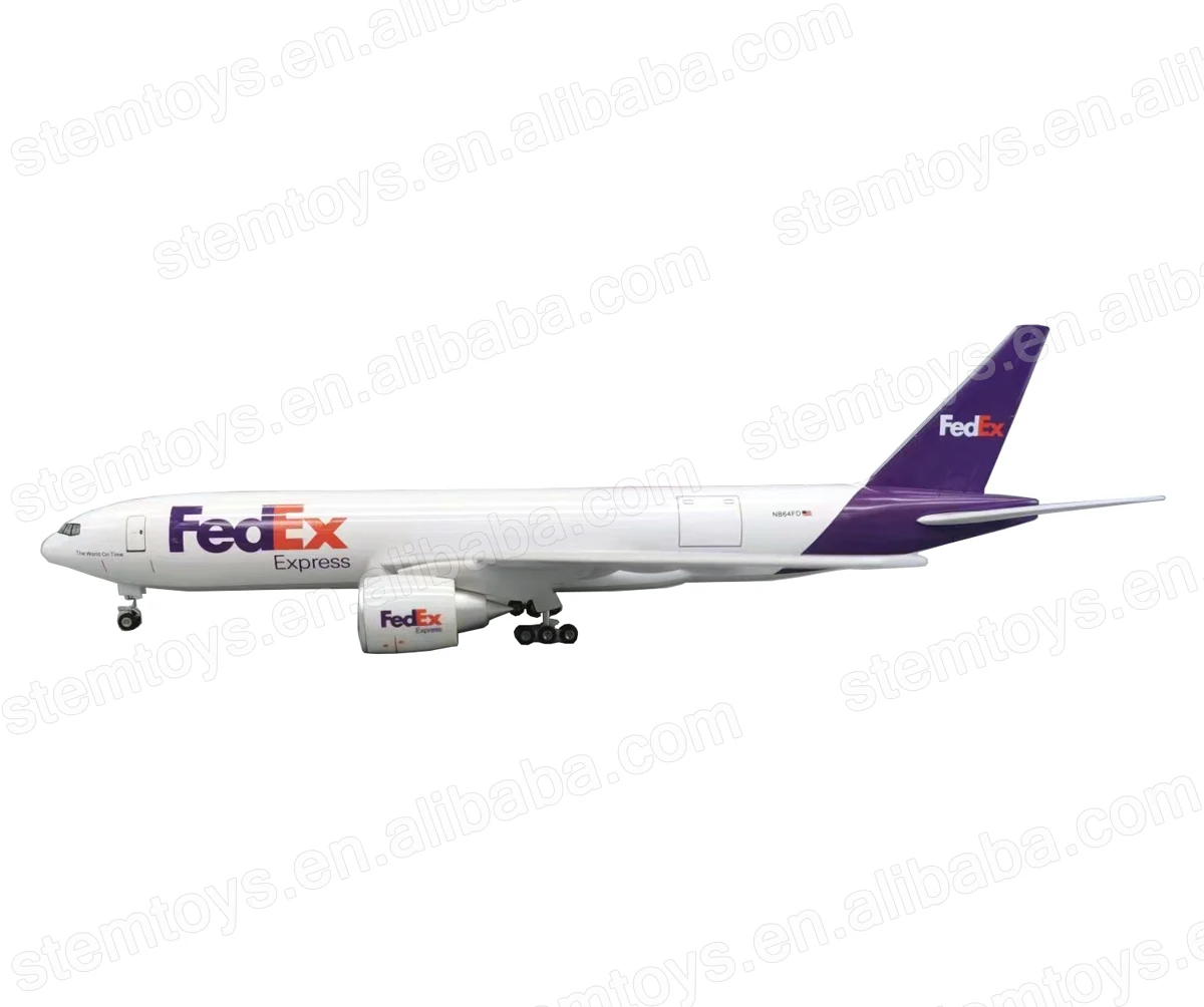 47CM B777 airplane model 1:157 Resin FedEx LED lights hot selling aircraft model for collection Holiday gift customizable