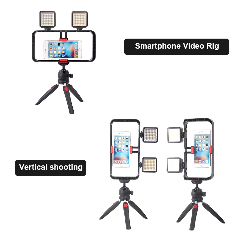 
Cambofoto Smartphone Cell Phone Video Rig Kit Stabilizer Case Set for Vlogging with 3cold shoe mount 