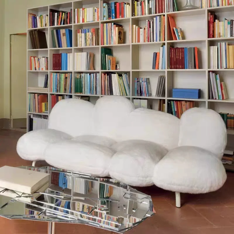 Italian light luxury powder puff plush fabric sofa villa living room simple modern high-grade sofa