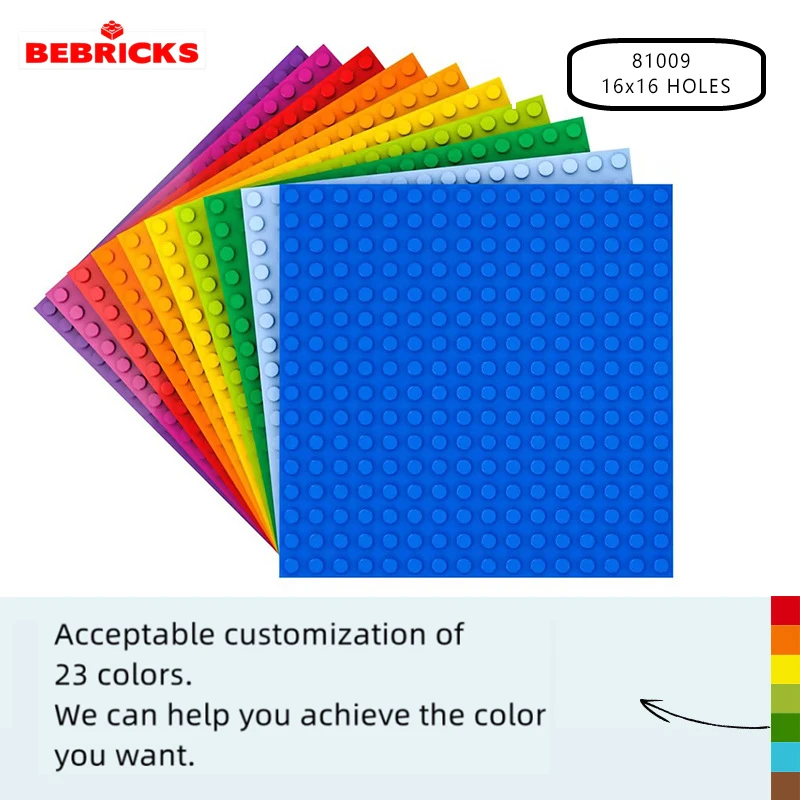 Bebricks 81009 Baseplate Series 16x16 Holes Building Bricks for Kids 12.8*12.8cm Compatible Plate 91409