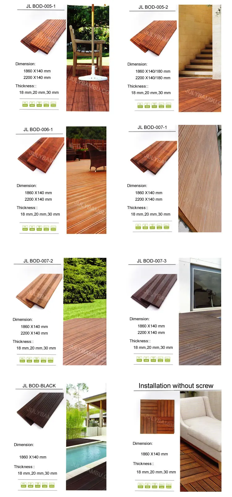 waterproof bamboo deck floor