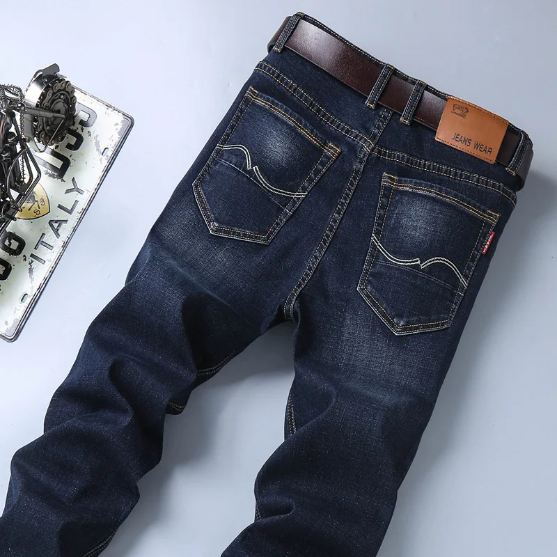 wholesale good price High quality black and blue men european straight trousers brands classic jeans