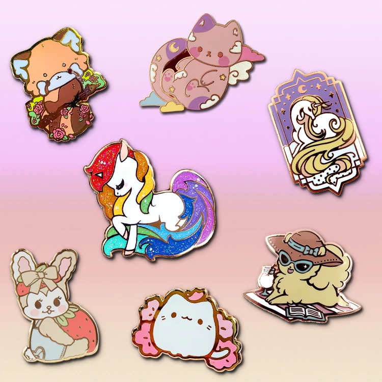 Custom Enamel Pin Soft Enamel Pin Cartoon With Glitter Metal Badge Logo Maker UV Print Cute Anime Hard Enamel Lapel Pin