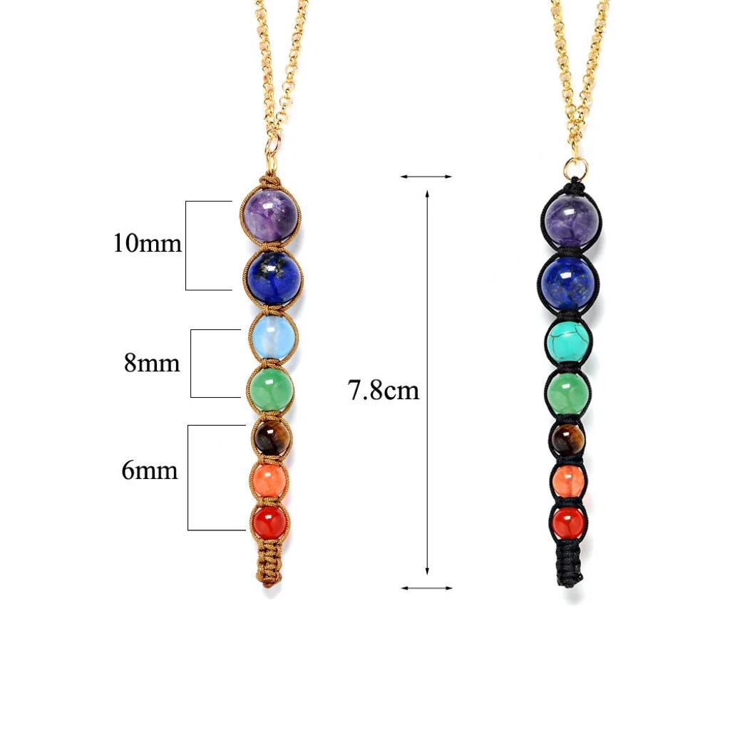 New hot selling Amethyst tiger eye seven color pendulum popular conical pendant necklace