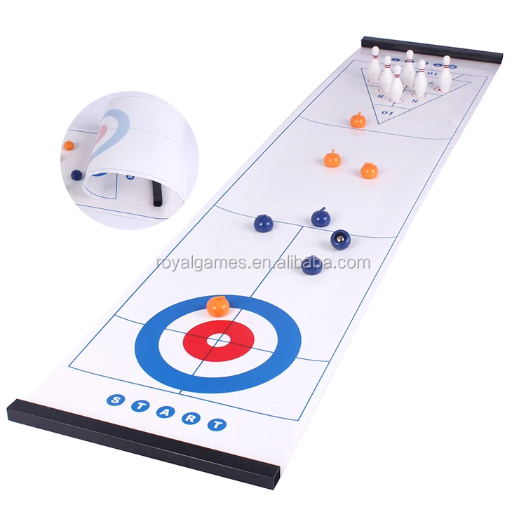 New design patented rolling desktop multi Game 3 in 1 curling shuffleboard bowling table game with magnetic side