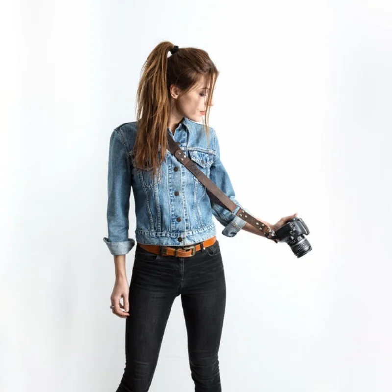 Vintage Photographer Crazy Horse Leather Camera Shoulder Strap Personalized Gifts Custom Camera Neck Straps