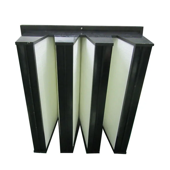 High Efficiency HEPA Fiberglass Paper MERV 15 V Bank Filters Fine Dust Air Filter For Air Handing Units