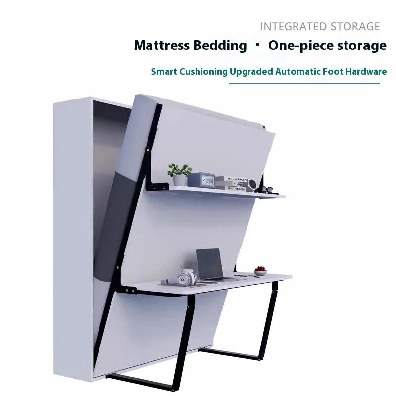 White Under-Bed Foldable Murphy Bed with Wardrobe Storage for Living Room Furniture