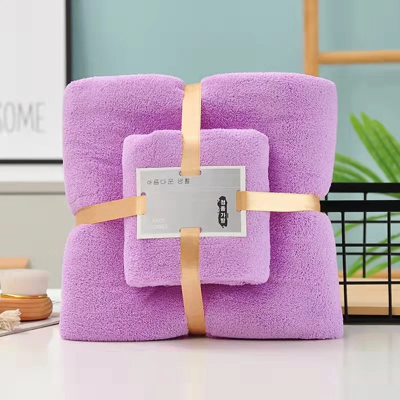 Factory Cheap Price large size Soft comfortable Absorbent Microfibre Coral Fleece Bath Towel Gift Face Towel Set