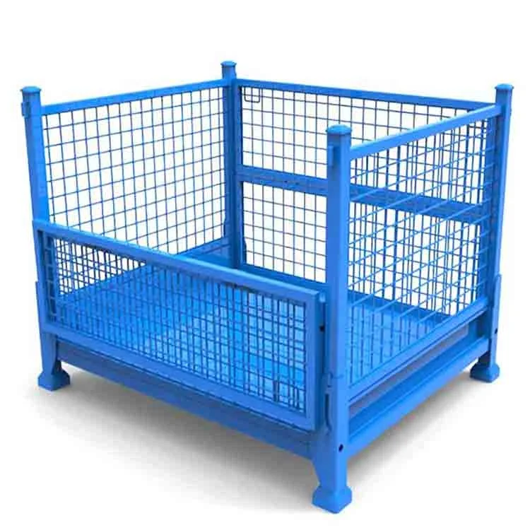Industrial foldable storage heavy duty wire mesh container storage pallet cages
