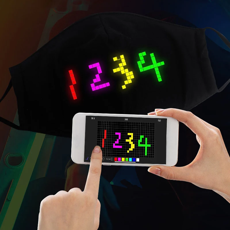 Face Mask LED Lighted Bluetooth-compatible Programmable Mask Men Women USB Matrix Display Board Gift Halloween Party Game Mask