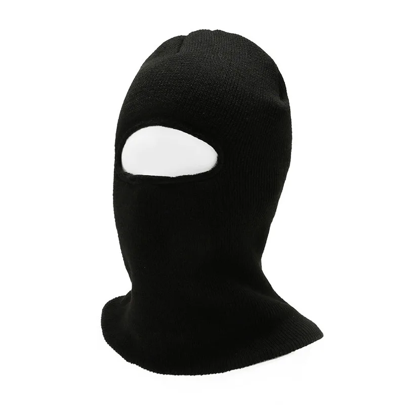 Motorcycle Wholesale fashion acrylic pure color one hole ski mask beanie winter warm caps face mask custom knitted balaclava
