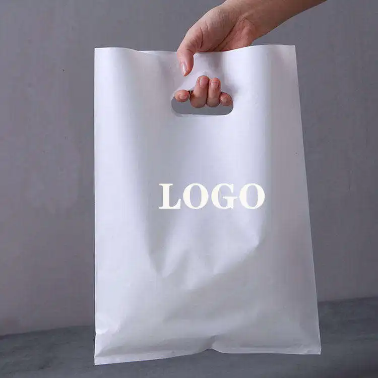 Customized Packing Biodegradable Shopping Bags LDPE Fold Over Die Cut Handle Custom Retail Merchandise Pink Plastic Bags