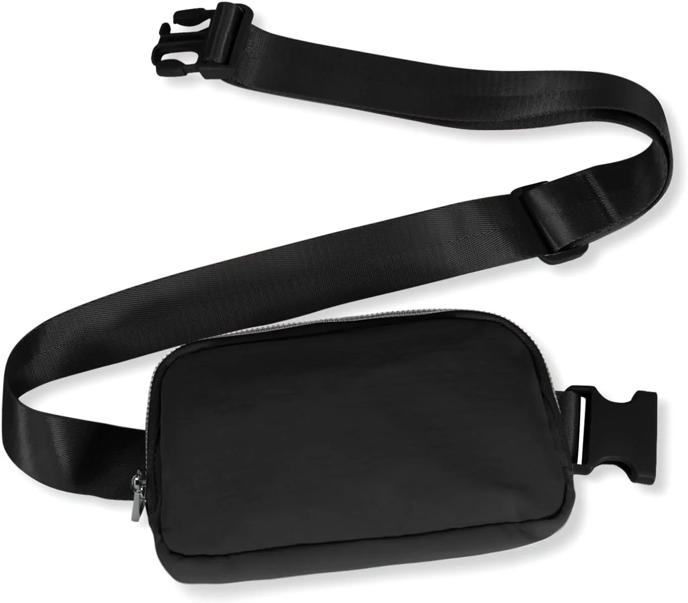 YOUK Unisex Black Water-Resistant Sports Waist Bag Polyurethane Fiber Zipper Closure Logo Made Running Travel Fanny Pack Fitness