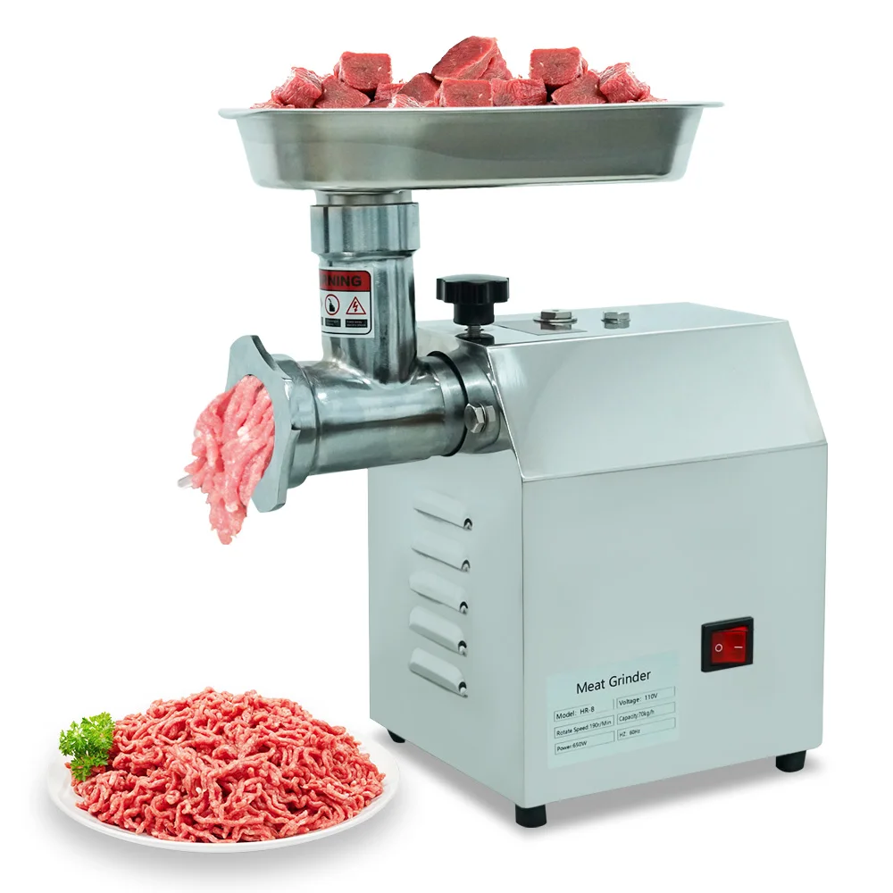TC8-2 Meat Grinder Electric Heavy Duty Meat Mincer Machine Sausage Stuffer and Grinder with Plates, Sausage Tube & Kubbe Kits