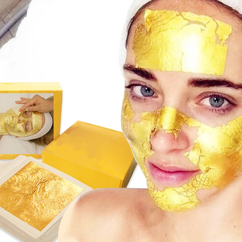 For Spa Whitening Moisturizer anti-wrinkle Gold Foil Leaf facial beauty paper Anti Aging Lifting 24k gold foil face mask