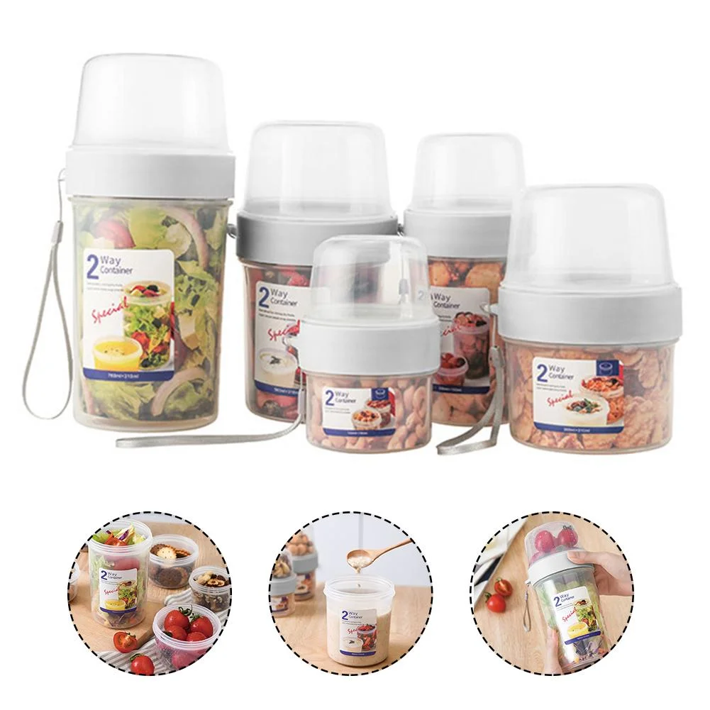 Breakfast On The Go Cups Cereal Milk Container Double Sealed Compartment Airtight Food Storage Containers Cup-type Storage Box